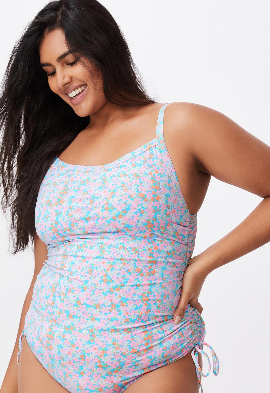 Cotton On - Curve straight neck gathered one piece full - meadow fields