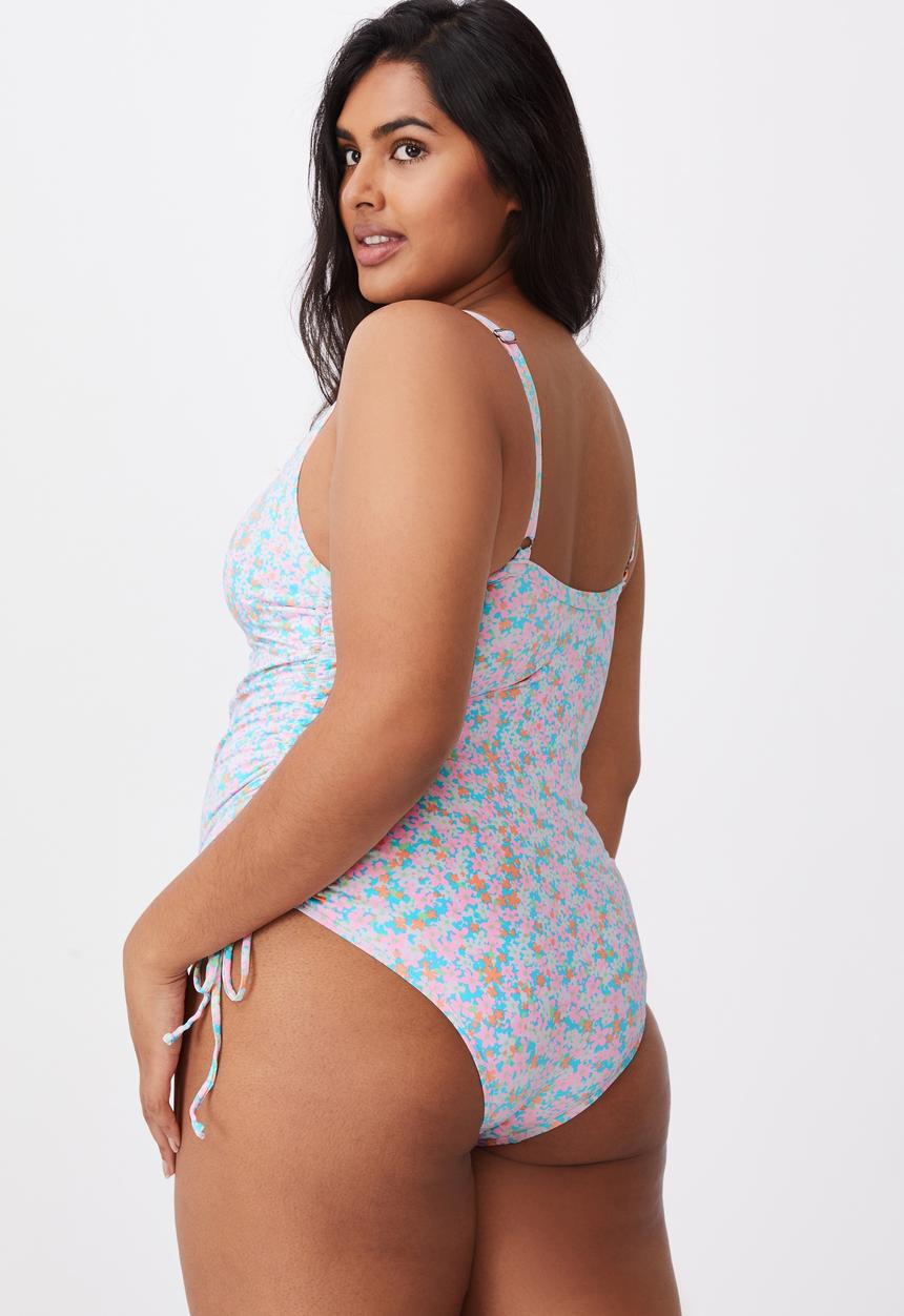 Cotton On - Curve straight neck gathered one piece full - meadow fields