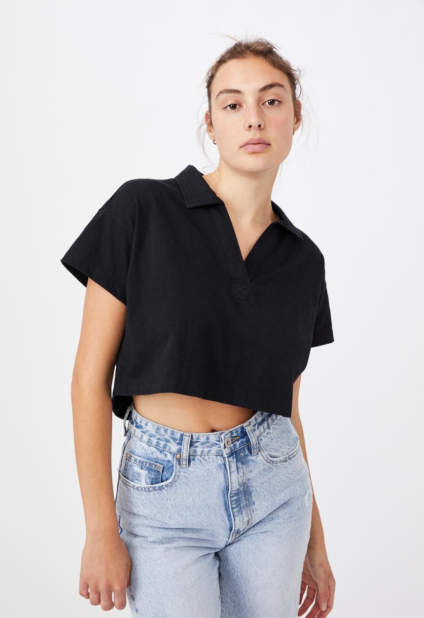 Cotton On - Ryan short sleeve polo - black