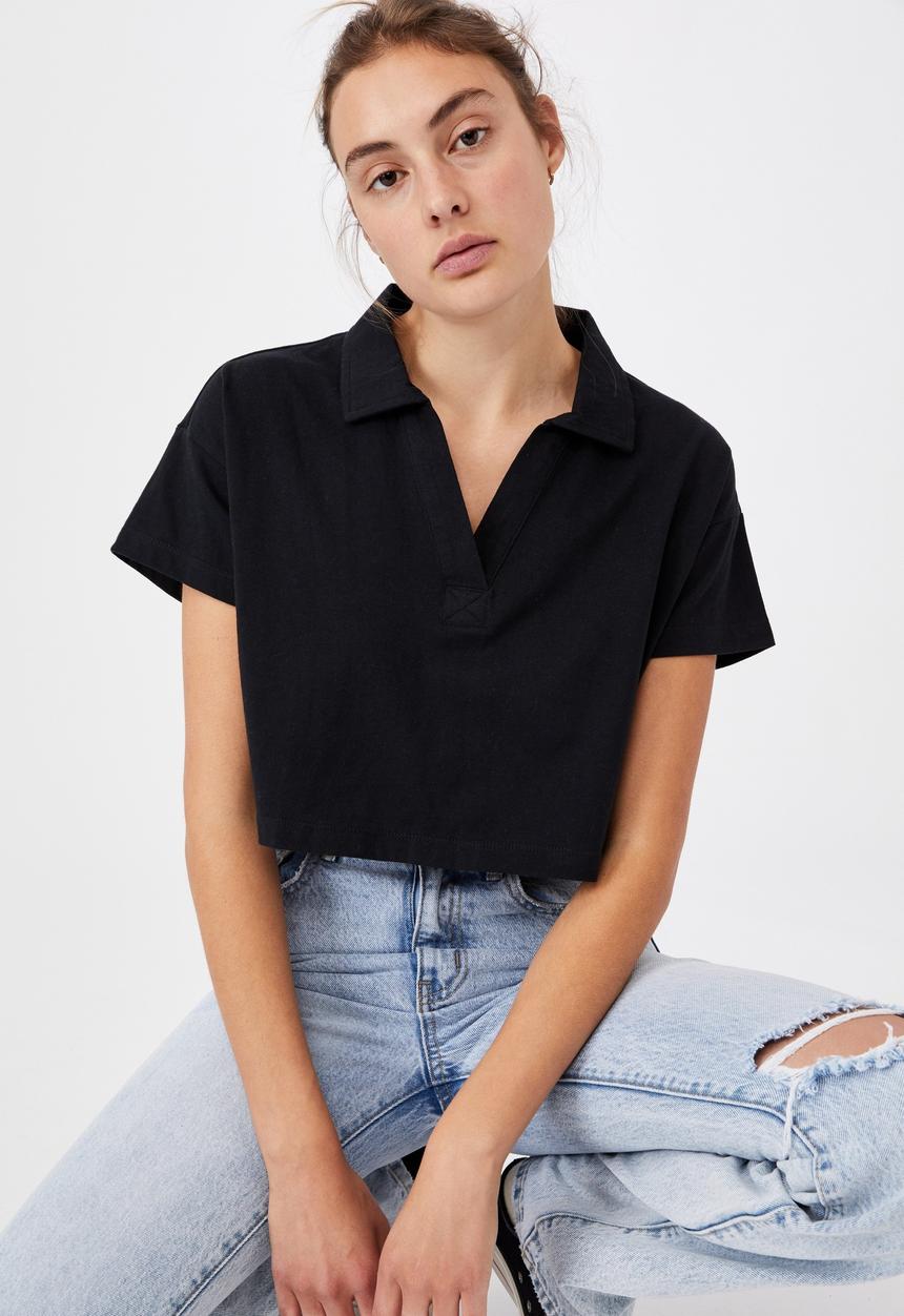 Cotton On - Ryan short sleeve polo - black