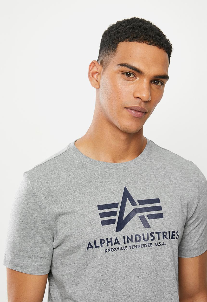 Alpha Industries - Alpha logo print tee - grey melange
