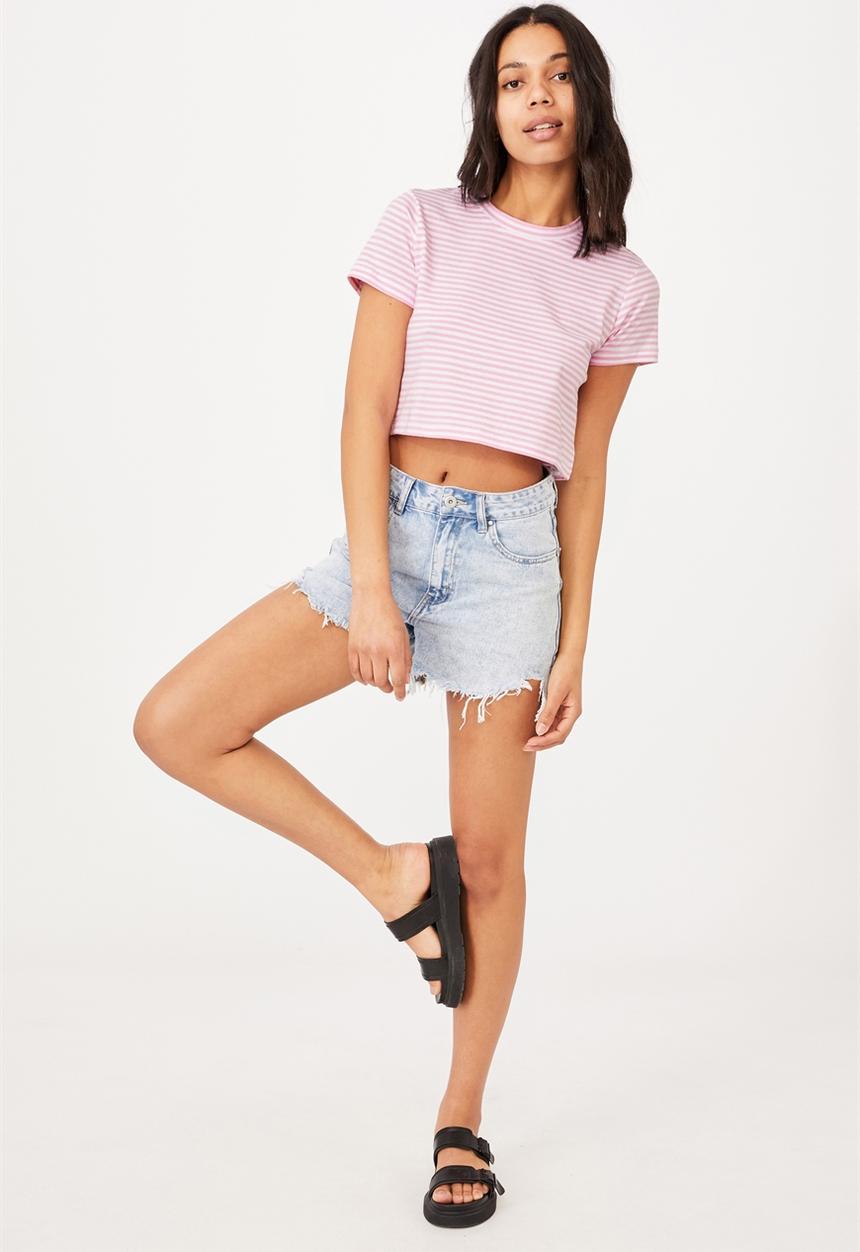 Cotton On - The baby tee - sophie stripe spring lilac & white