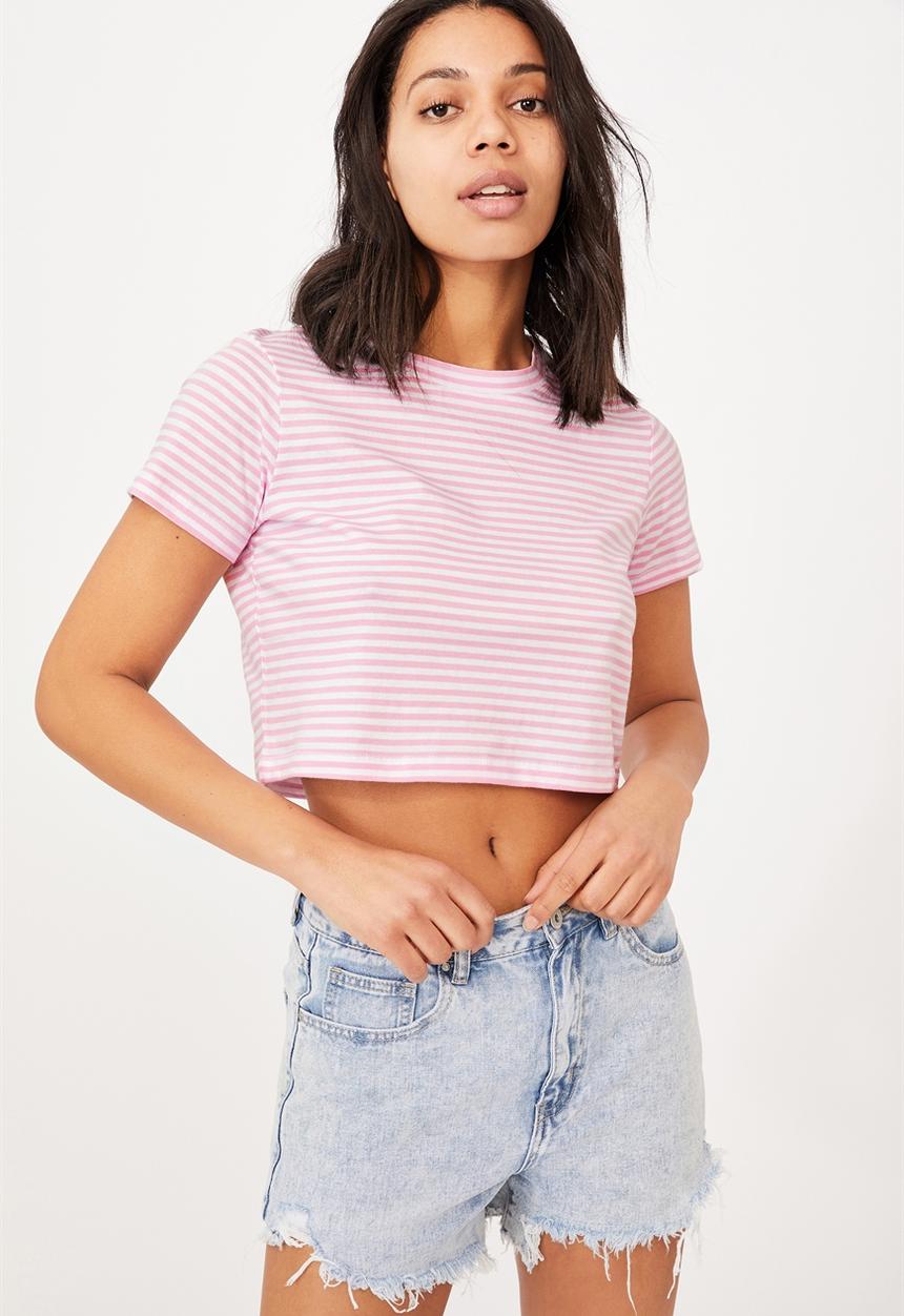 Cotton On - The baby tee - sophie stripe spring lilac & white