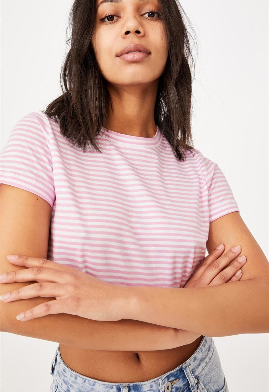 Cotton On - The baby tee - sophie stripe spring lilac & white