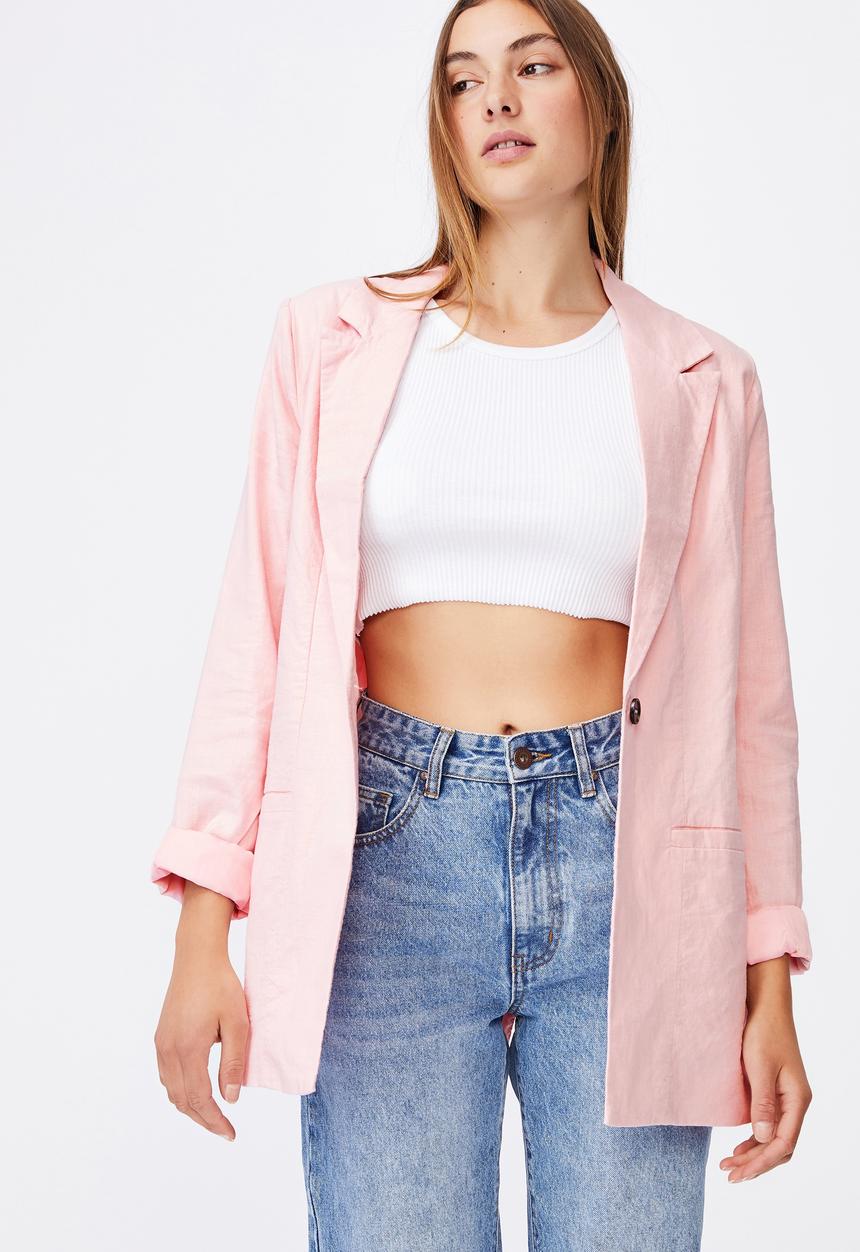 Cotton On - Ultimate linen blazer - sugar pink