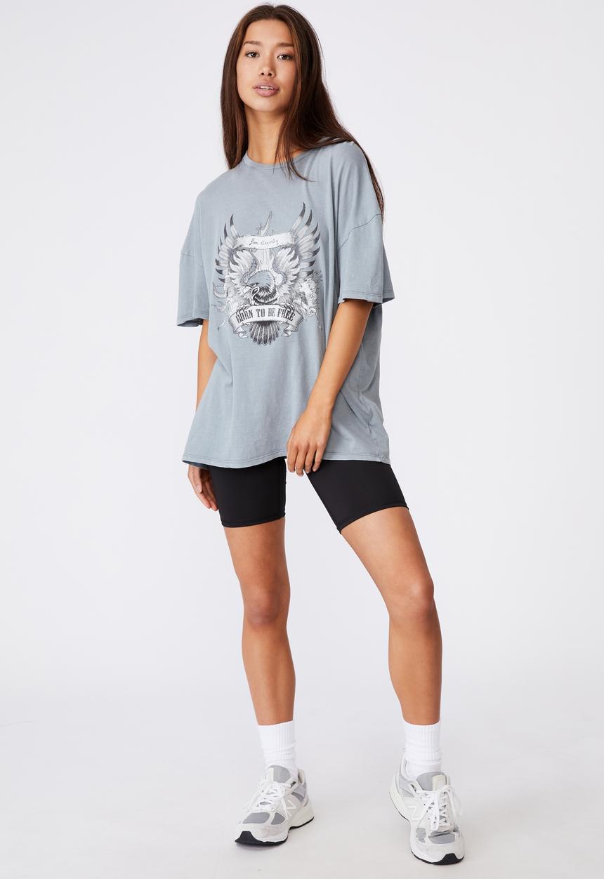 Factorie - Super relaxed graphic tee - washed grey