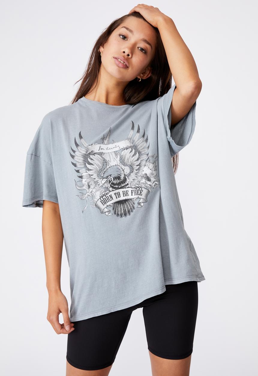 Factorie - Super relaxed graphic tee - washed grey