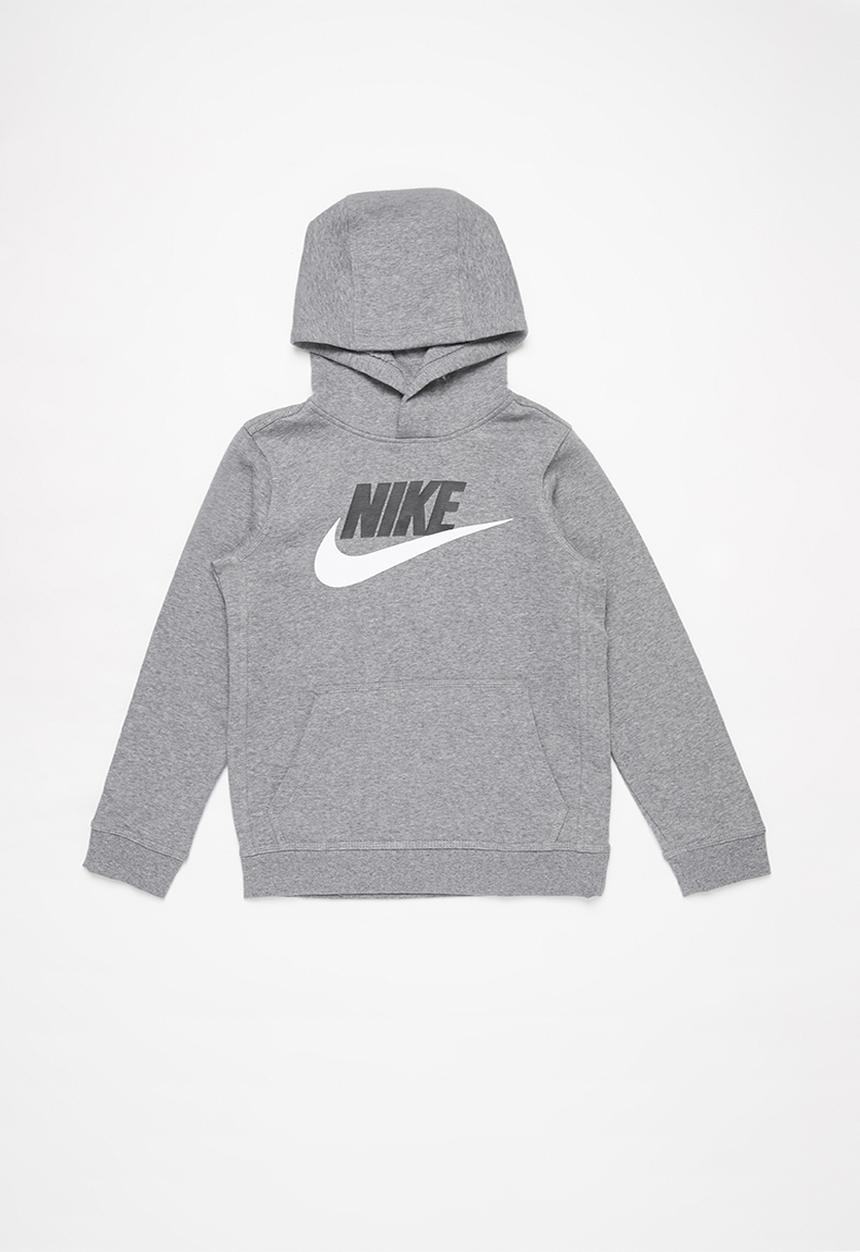 Nike - Nike club hooded long sleeve top - grey 