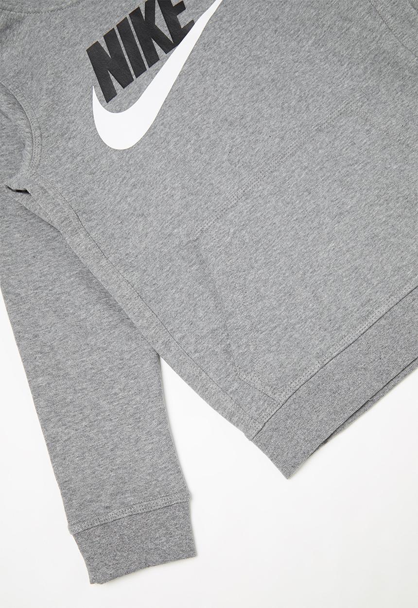 Nike - Nike club hooded long sleeve top - grey 