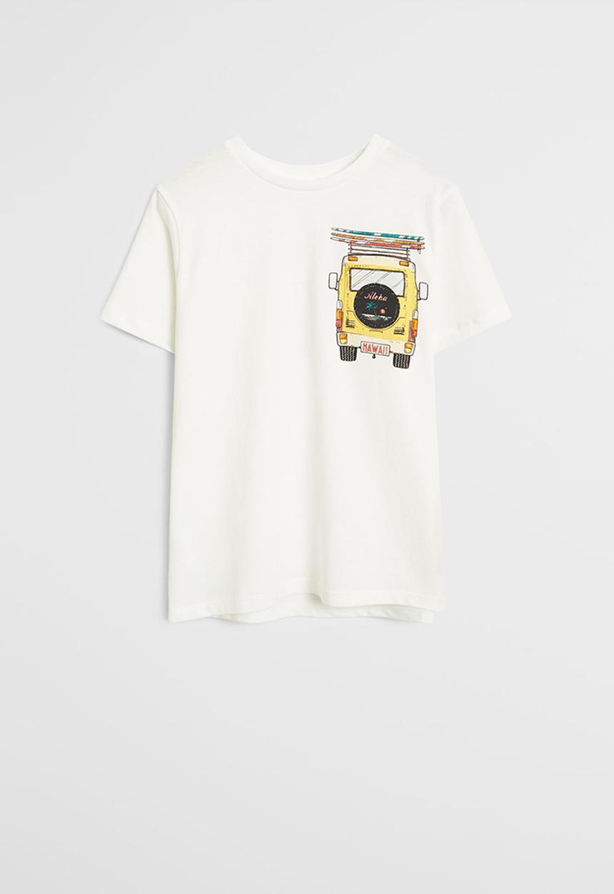 MANGO - Pocket print short sleeve tee - white