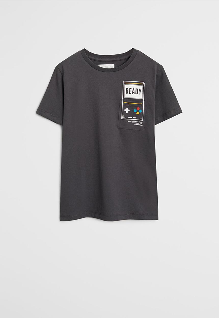 MANGO - Pocket print short sleeve tee - grey