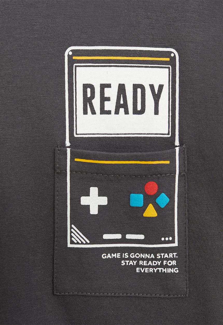 MANGO - Pocket print short sleeve tee - grey
