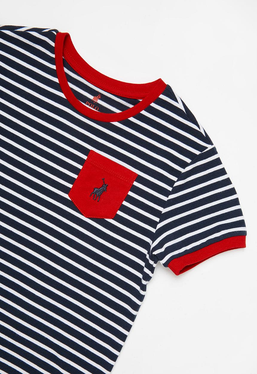 POLO - Paige striped short sleeve tee - red & navy 