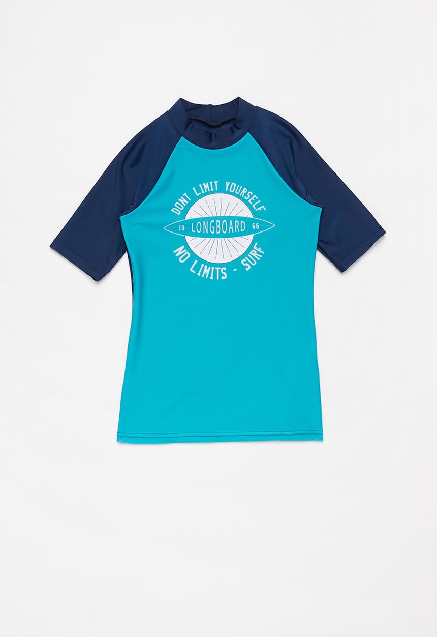 Rebel Republic - Tween boys printed rashvest -  blue & turquoise 