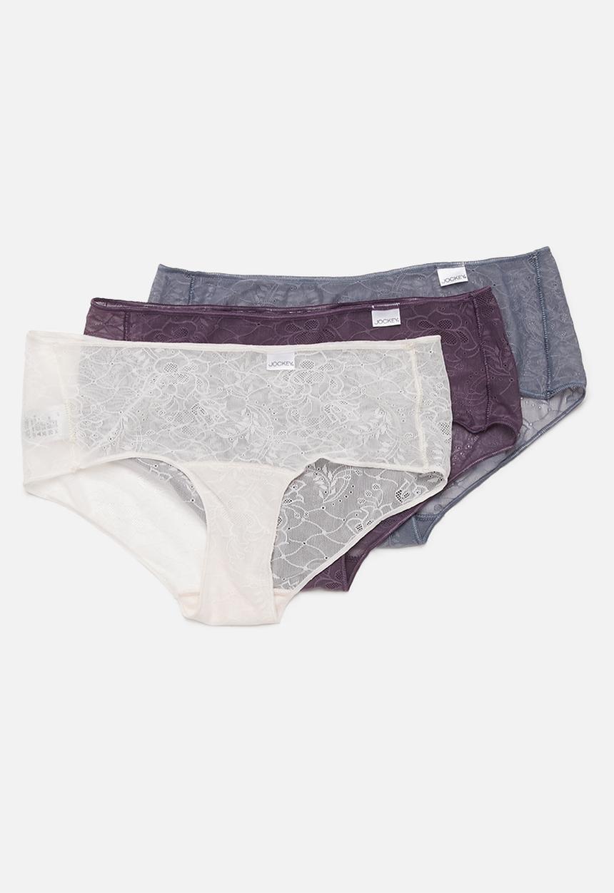 Jockey - No panty line 3 pack ladies lace knicker - multi