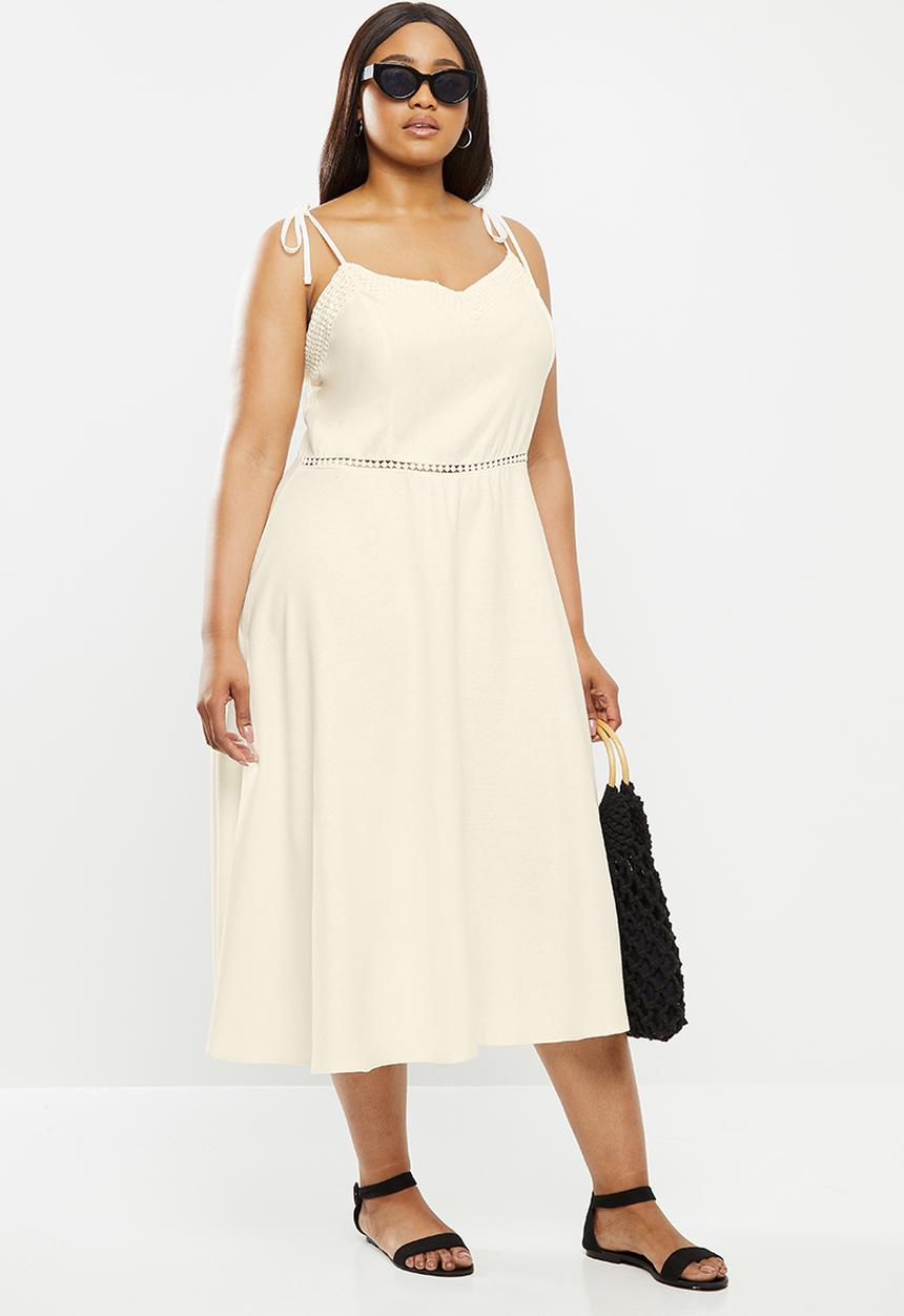 MILLA - Linen cami midi dress - cream