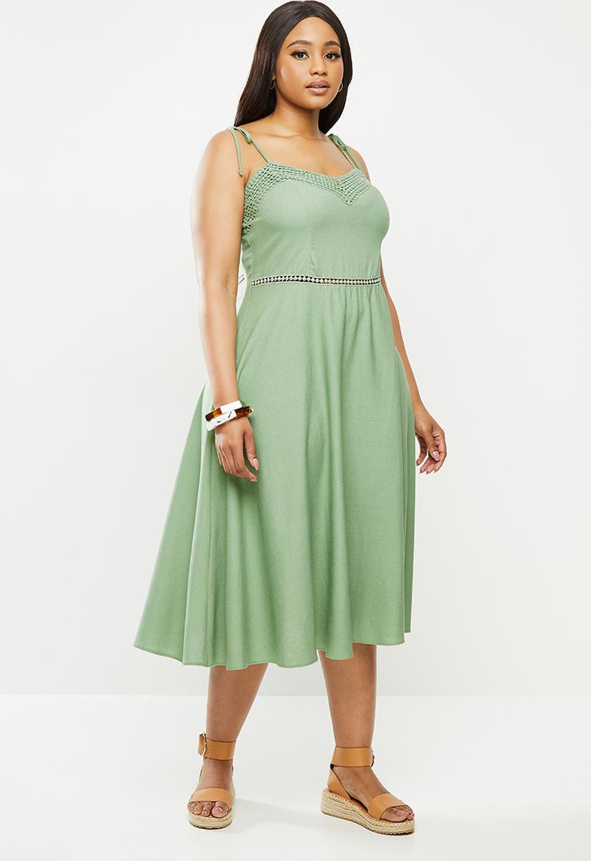 MILLA - Linen cami midi dress - green 