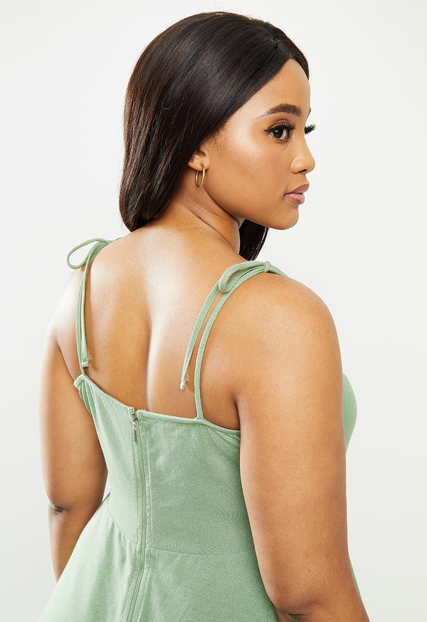 MILLA - Linen cami midi dress - green 