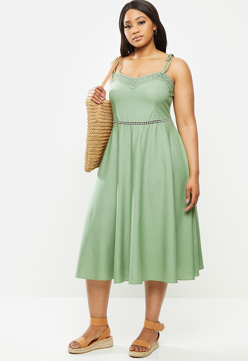 MILLA - Linen cami midi dress - green 