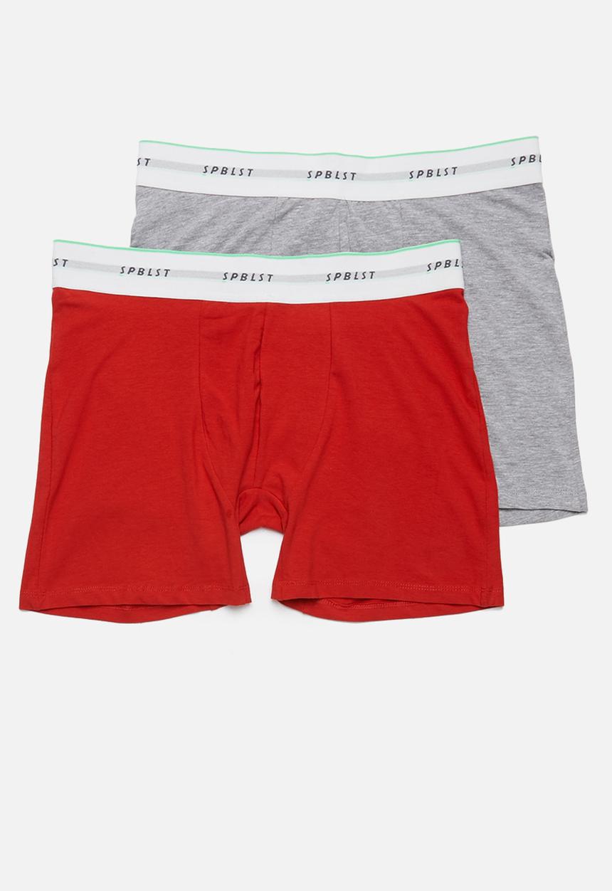 Superbalist - 2 Pack Ryder long boxer briefs - red & grey 