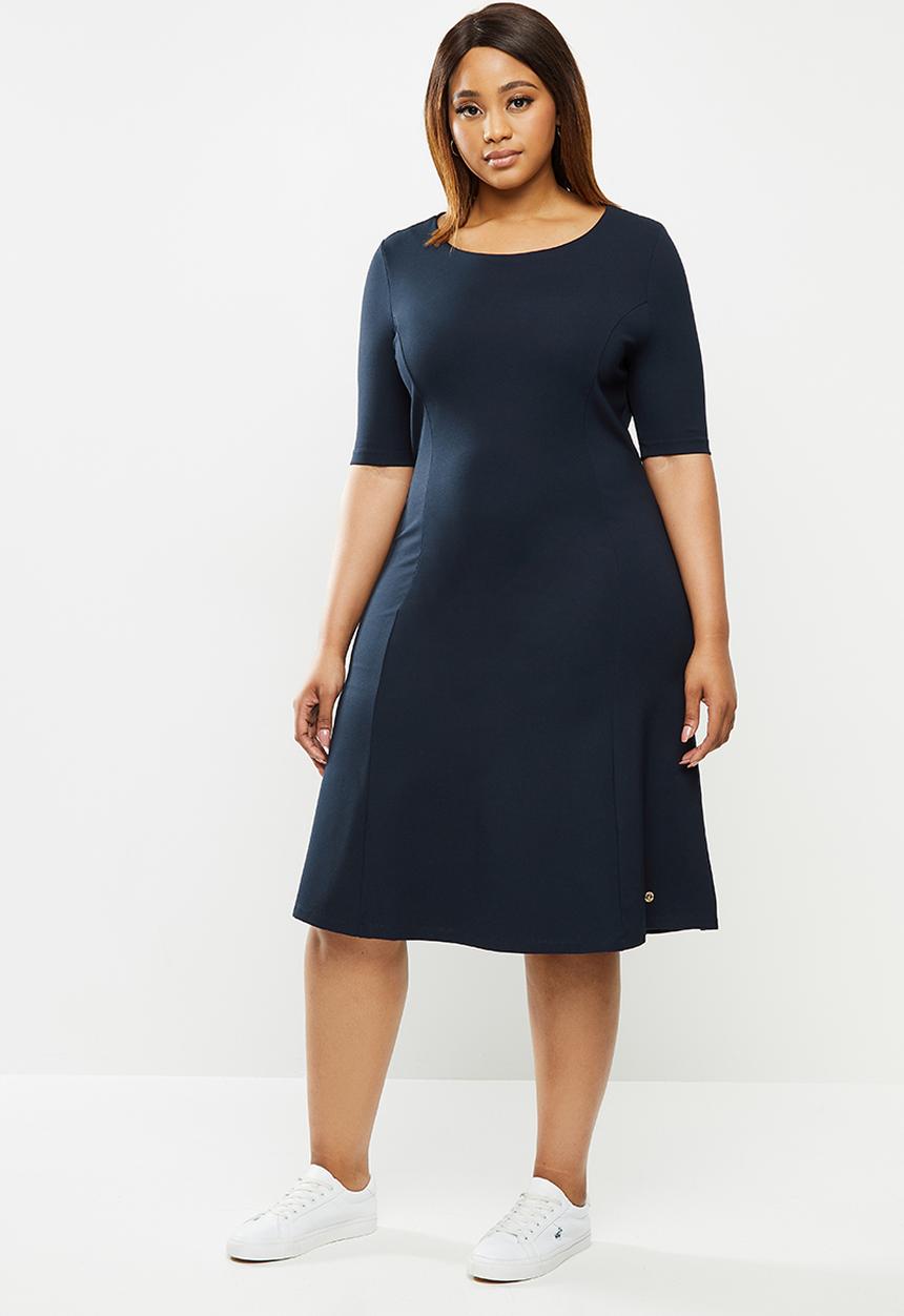 POLO - Plus Belinda short sleeve business dress - navy