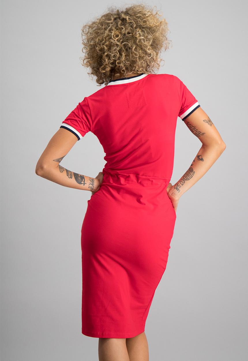 Aca Joe - Plat winter single jersey dress - red