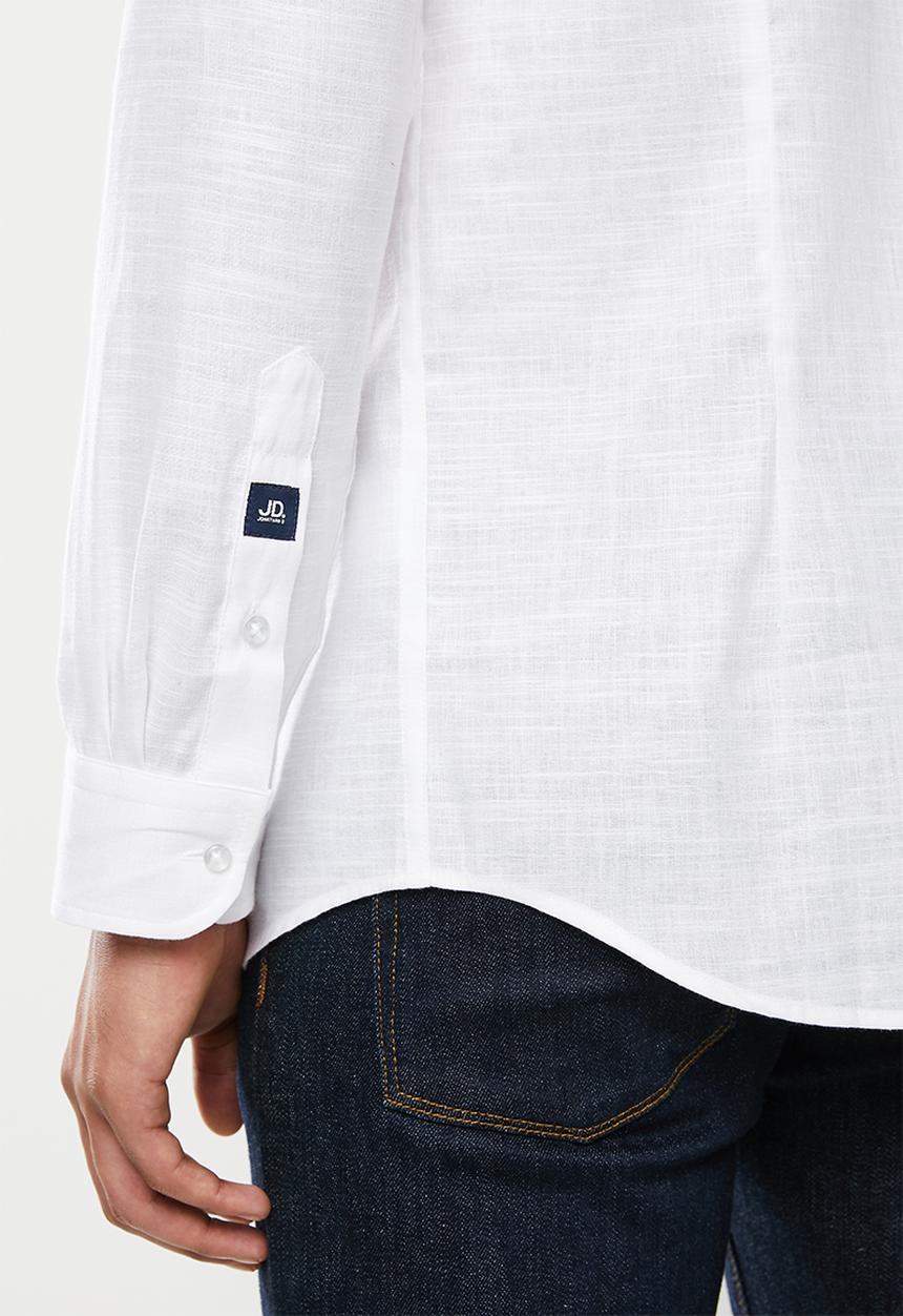 Jonathan D - Slim fit casual l/s linen shirt - white