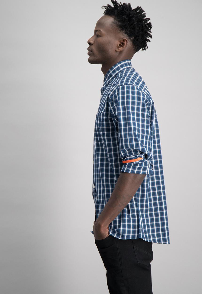 Aca Joe - Mens aca joe check shirt - blue