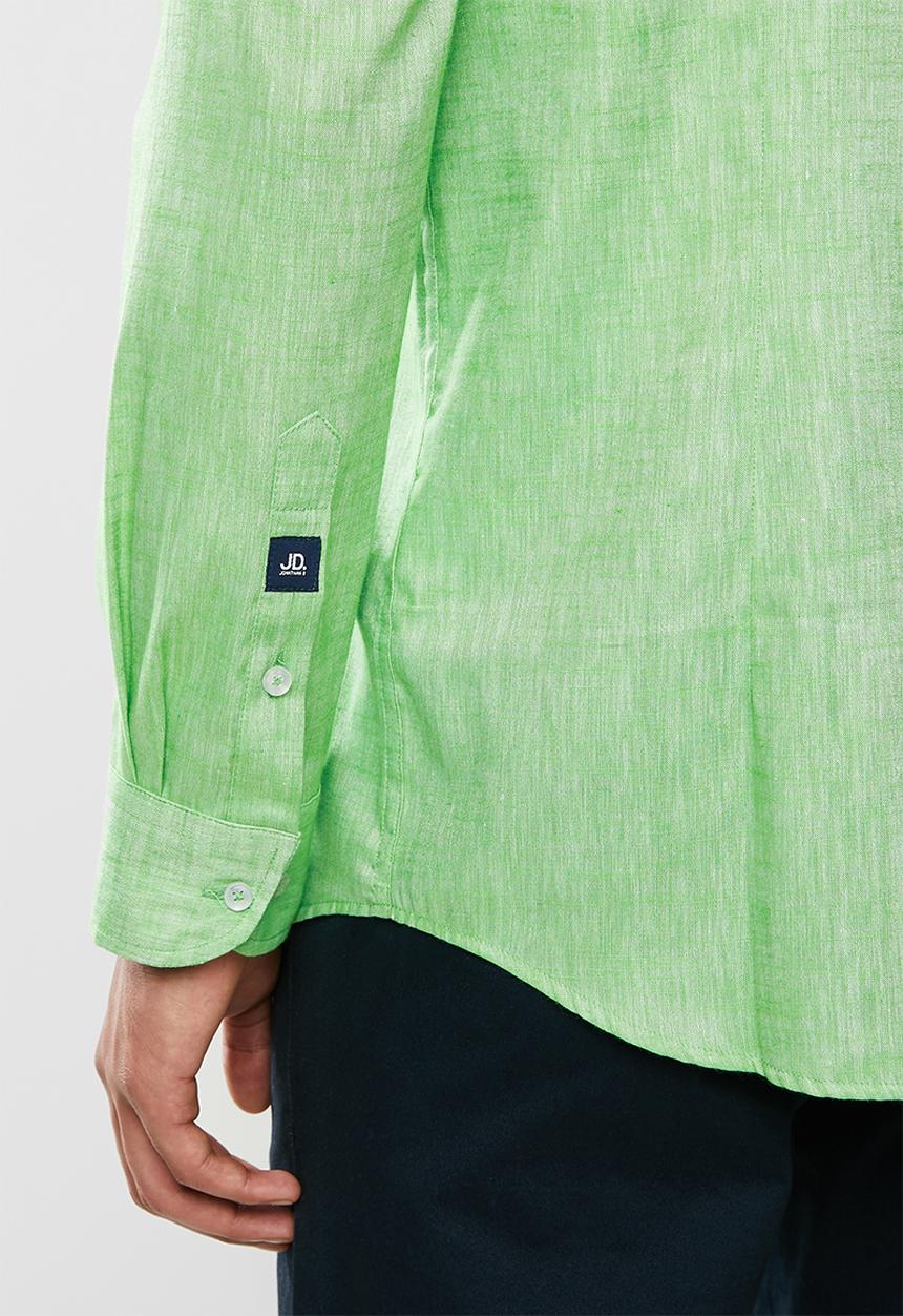 Jonathan D - Slim fit casual l/s linen shirt - lime