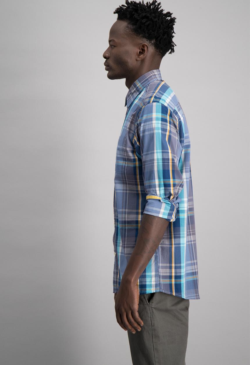 Aca Joe - Mens aca joe check shirt - blue & white