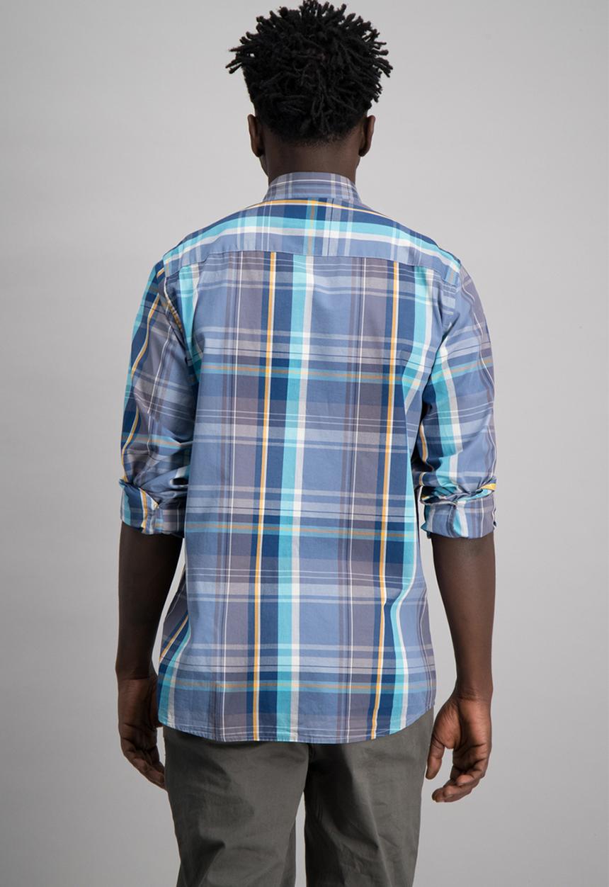 Aca Joe - Mens aca joe check shirt - blue & white