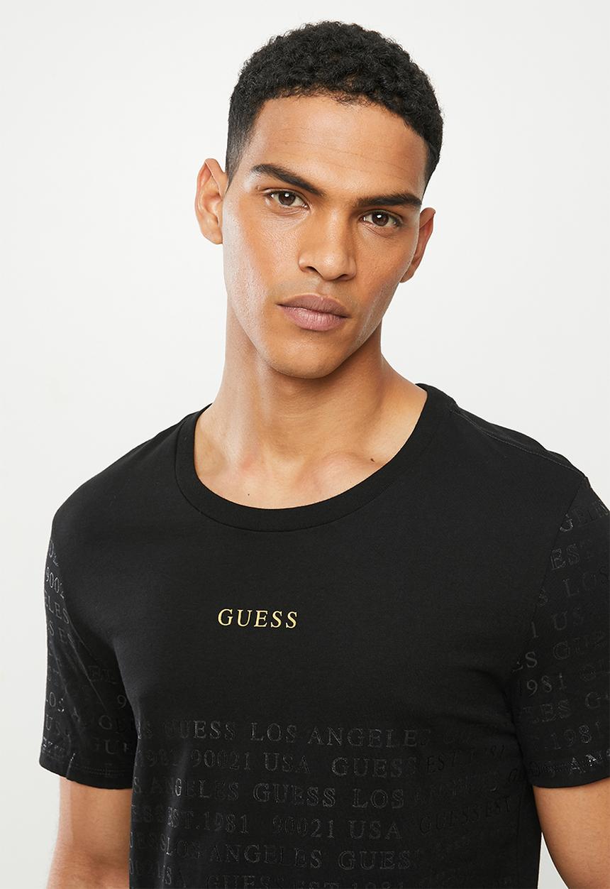 GUESS - Short sleeve  guess aop black tee - black