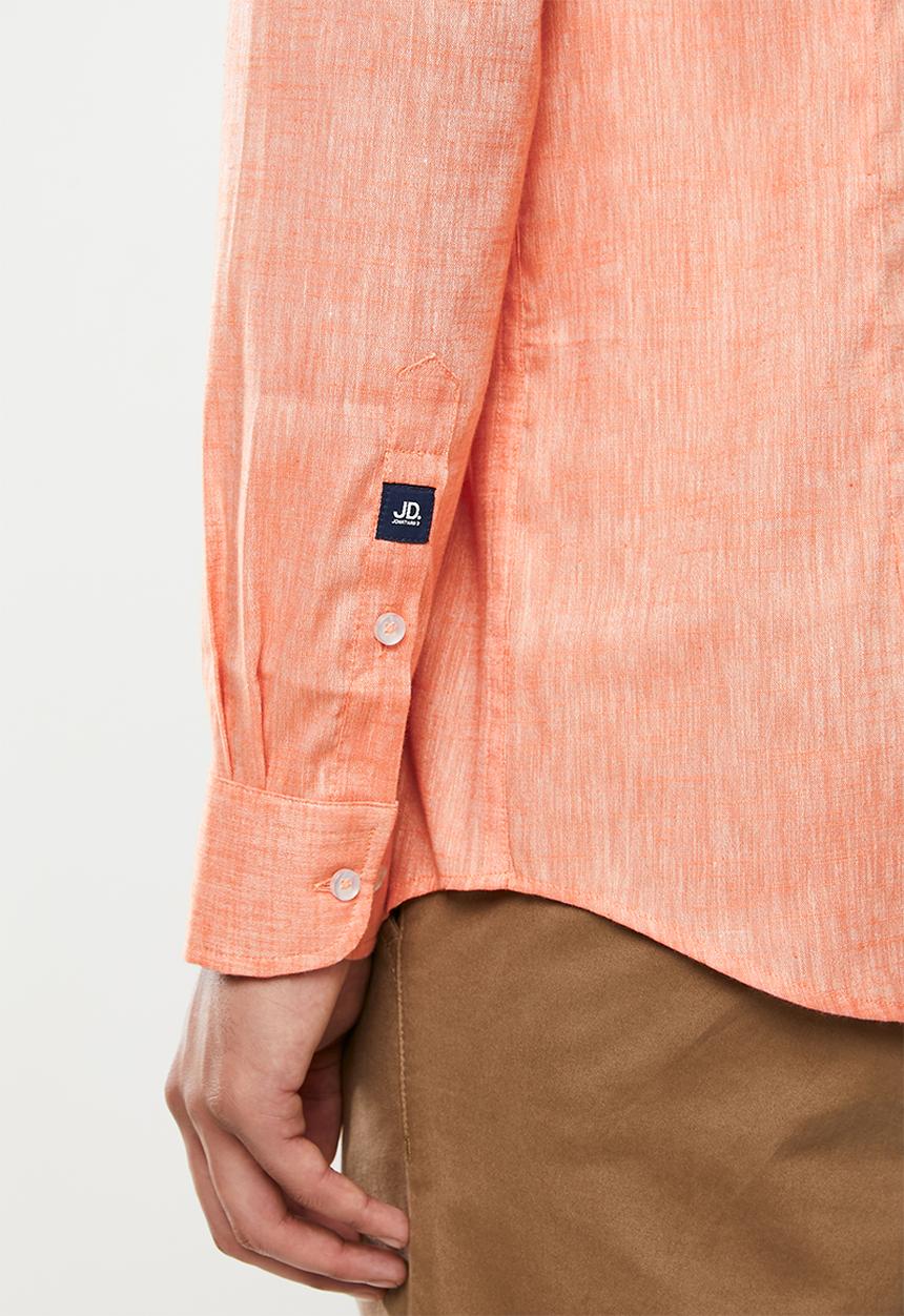 Jonathan D - Slim fit casual l/s linen shirt - salmon