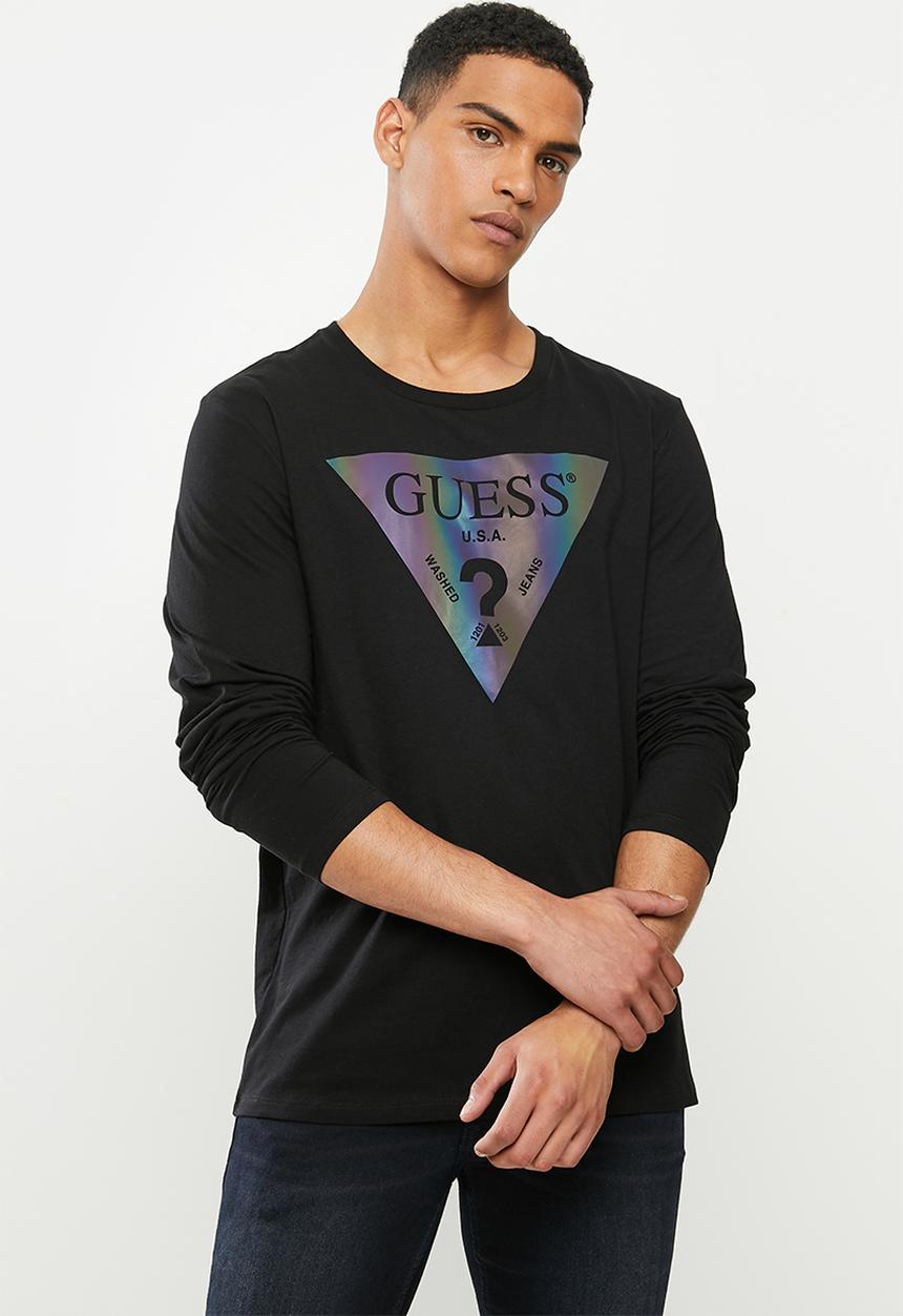 GUESS - Long sleeve Guess hologram tee - black