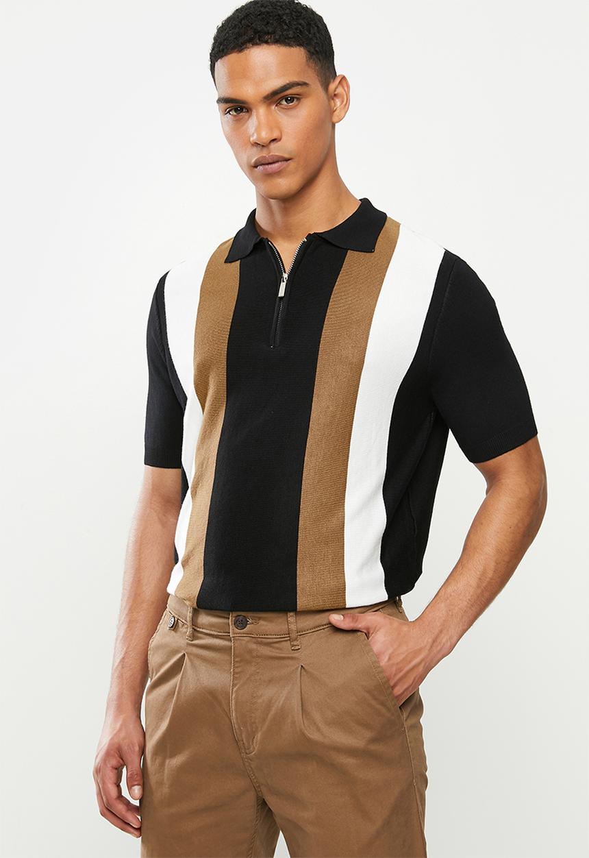 Jonathan D - Short sleeve knitted golfer - black