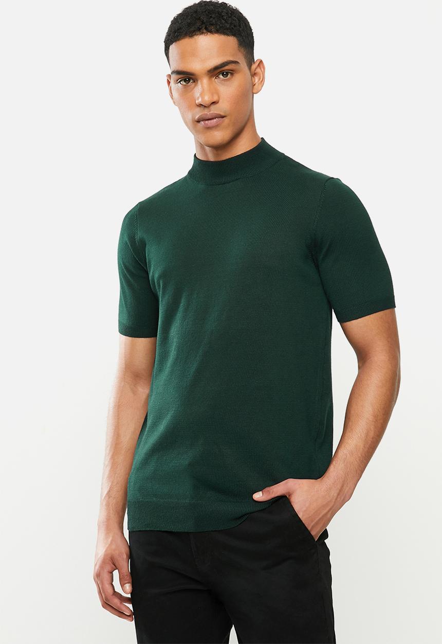Jonathan D - Short sleeve knitted turtle neck - green