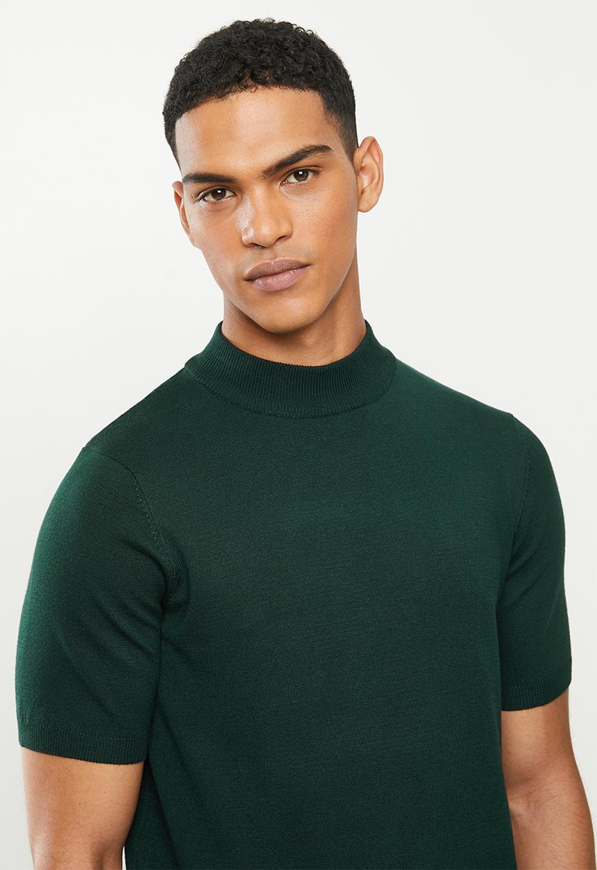 Jonathan D - Short sleeve knitted turtle neck - green