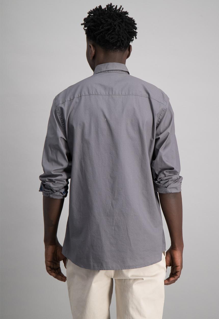 Aca Joe - Mens plain long sleeve shirt - grey 