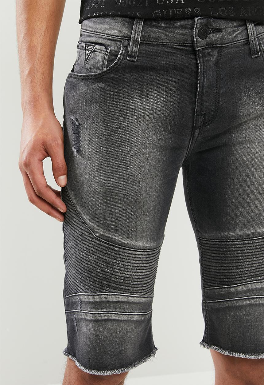 GUESS - Denim biker short - black
