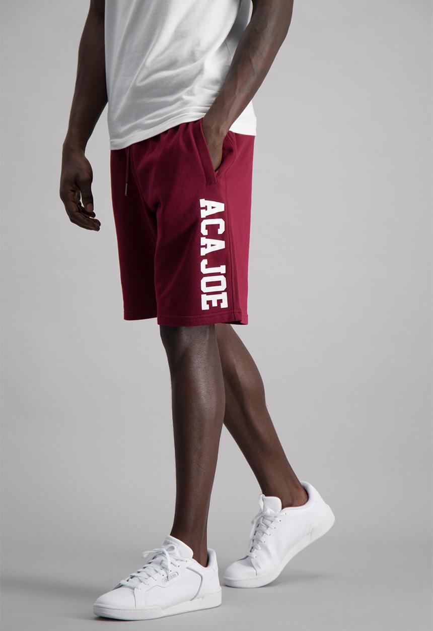 Aca Joe - Mens aca joe unbrushed fleece shorts - red 