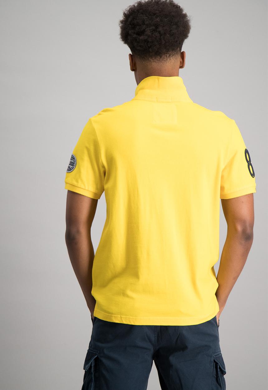 Aca Joe - Mens embroidered logo & badge golfer - yellow 