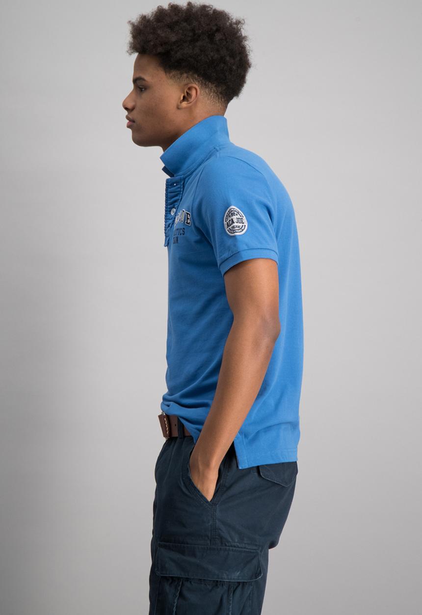 Aca Joe - Mens embroidered logo & badge golfer - blue 
