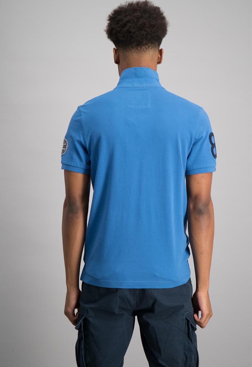 Aca Joe - Mens embroidered logo & badge golfer - blue 
