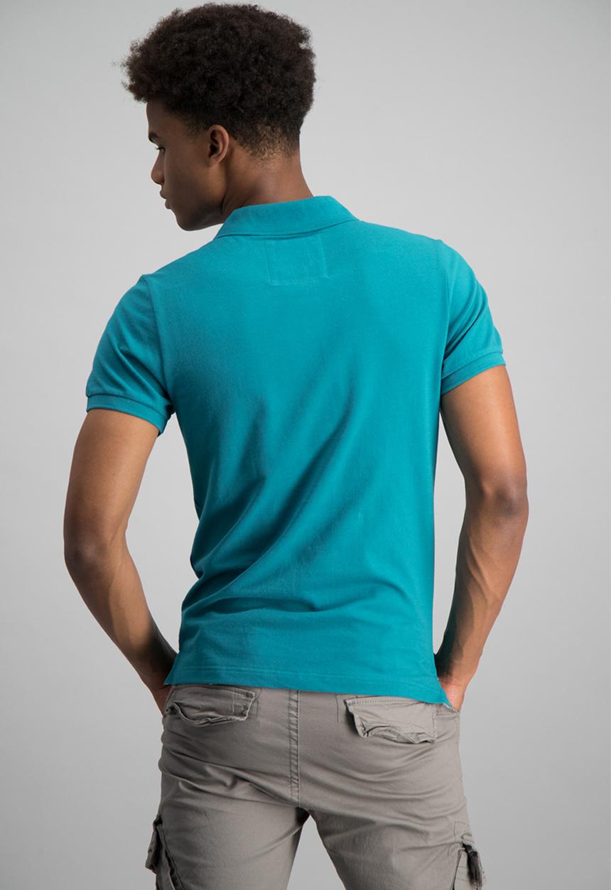 Aca Joe - Mens logo & printed collar golfer - teal 