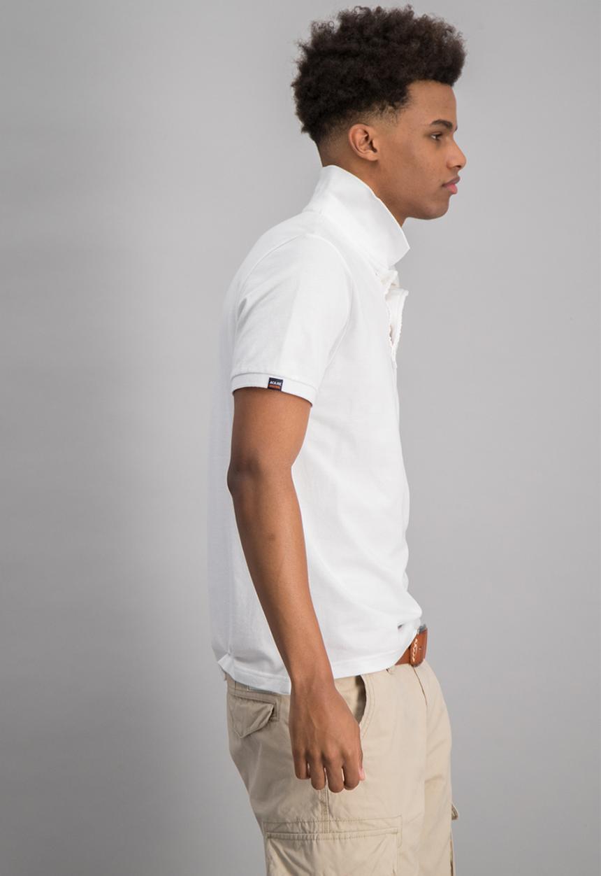 Aca Joe - Mens embossed logo golfer - white 