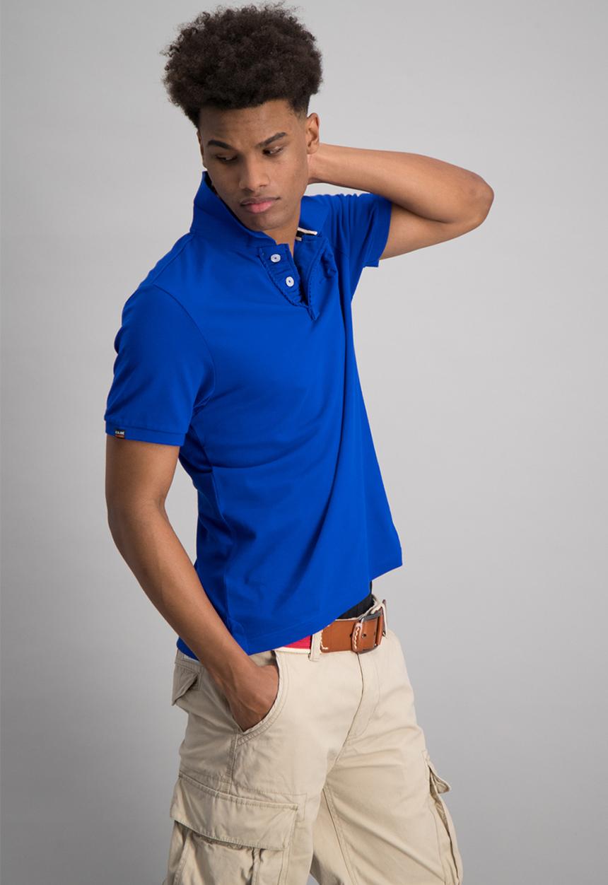 Aca Joe - Mens embossed logo golfer - blue 