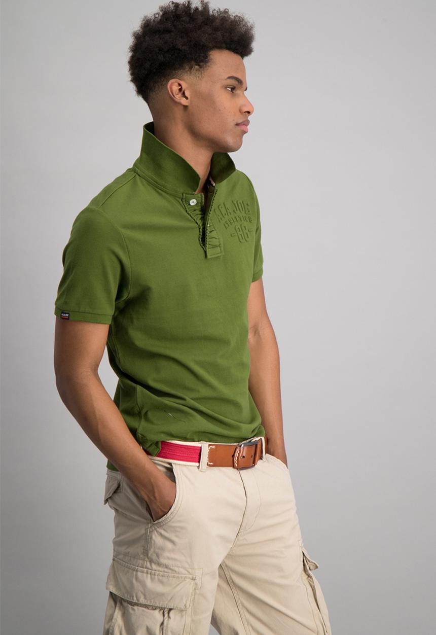 Aca Joe - Mens embossed logo golfer - olive 