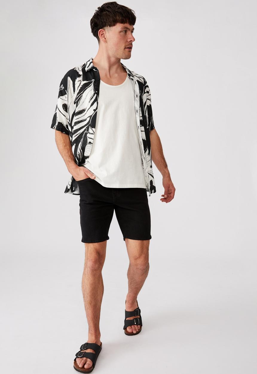 Cotton On - Short sleeve resort shirt - black & white 