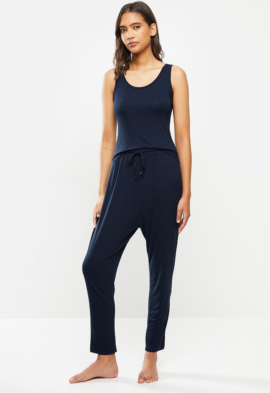 Superbalist - Sleep vest & drop crotch pants set - navy