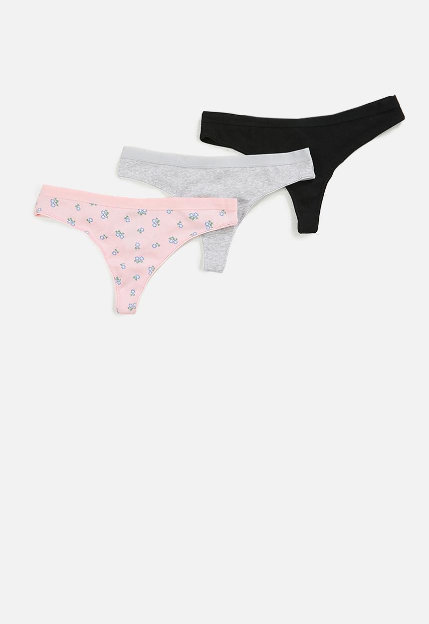 Cotton On - Cotton rib comfy g-string brief 3pack - multi